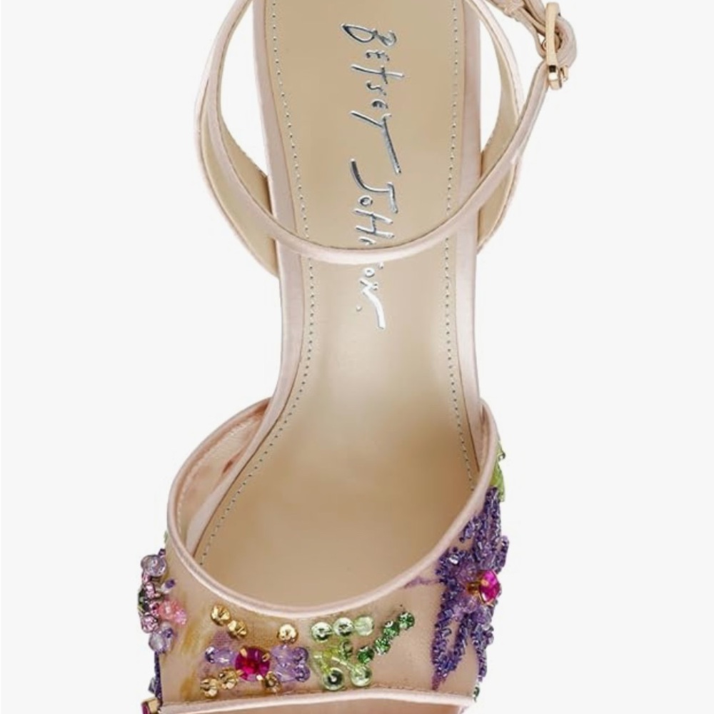 Betsey Johnson Vivien Beaded Platform Mesh Sandals Shoes - Picture 3 of 7